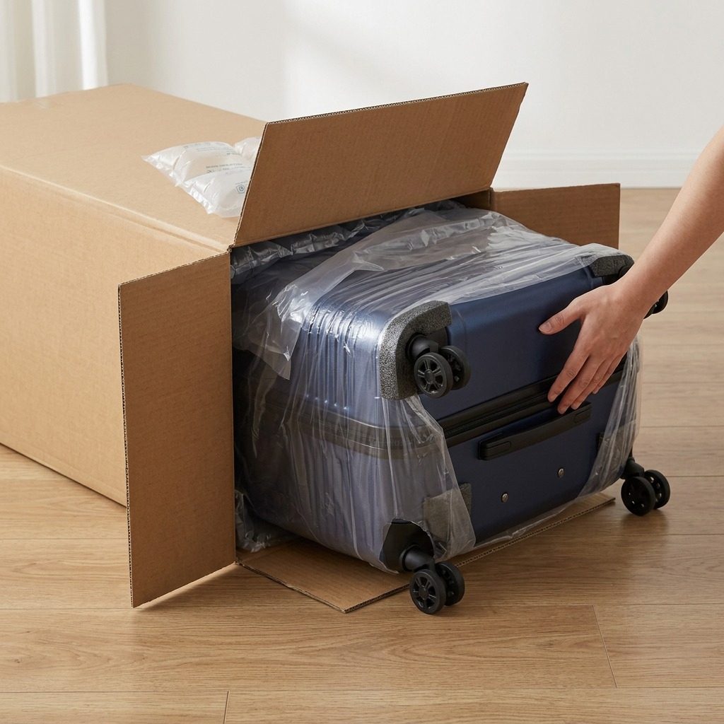 Bugatti Nashville 28-inch Navy Hardside Spinner Luggage with telescopic handle and 360-degree wheels.