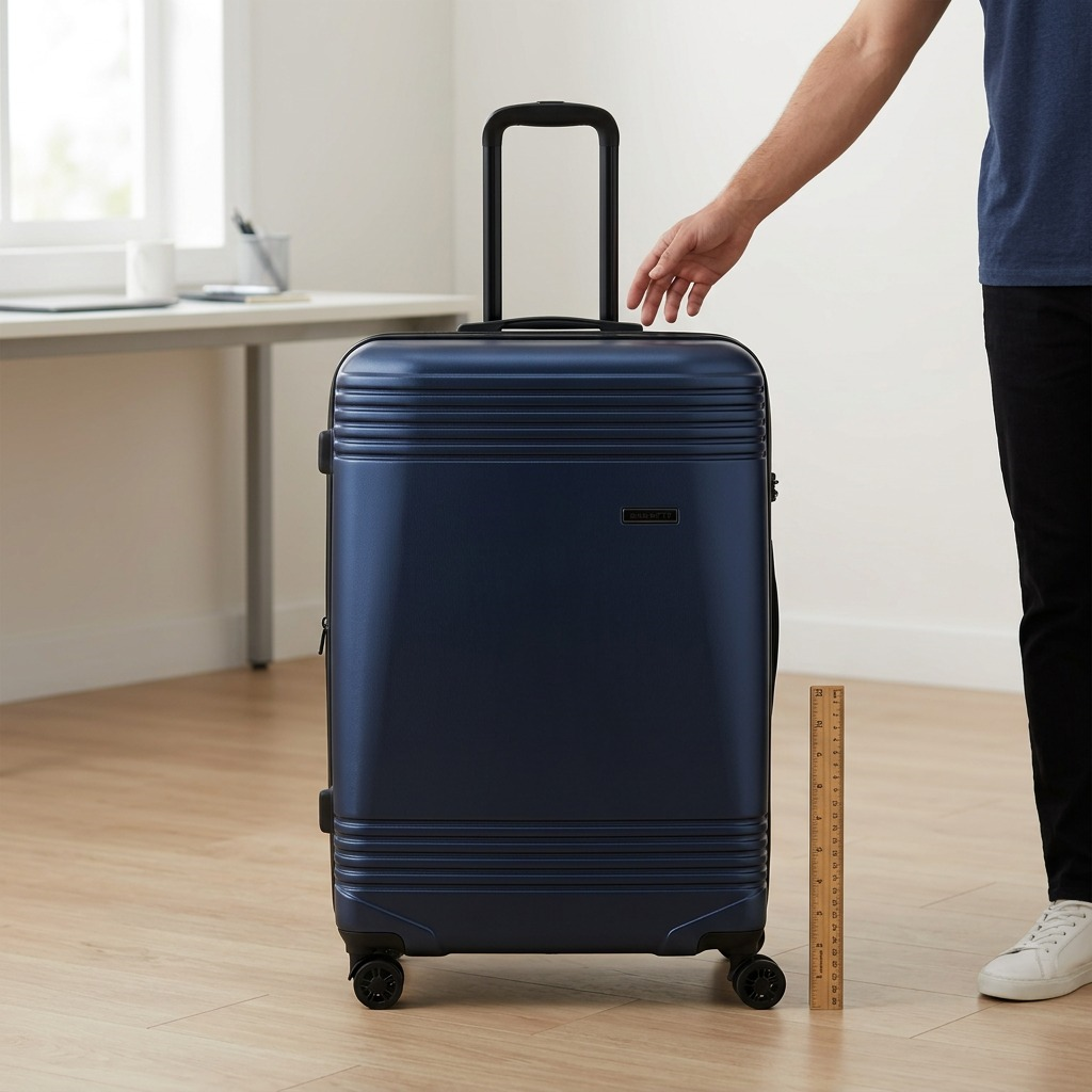 Vue de taille comparative de Bugatti Nashville – Grande valise rigide 28 po, bleu marine – photo 3