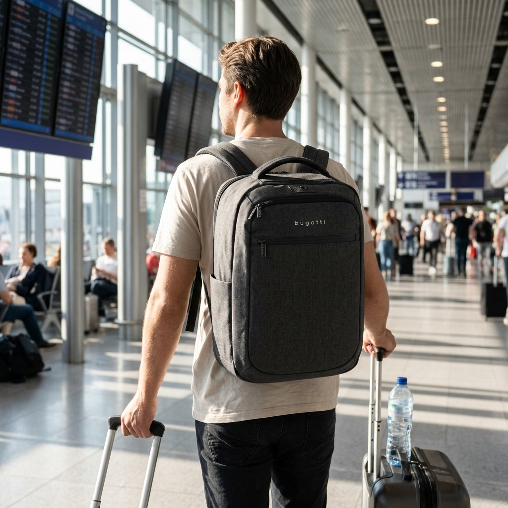Vue de taille comparative de Bugatti Traveller – Sac à dos multifonction pour ordinateur portable 15,6 po, anthracite – photo 8