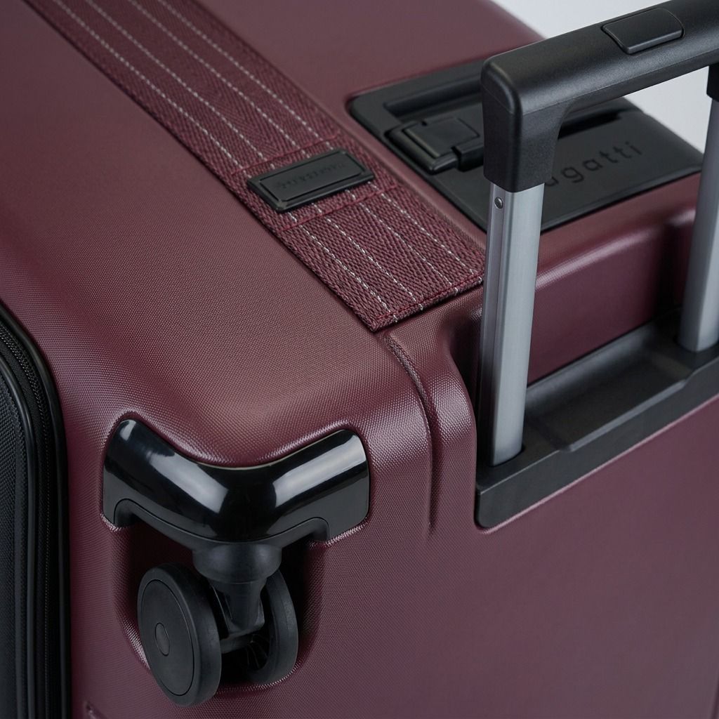 Gros plan sur un détail de Bugatti Hamburg – Valise cabine rigide à roulettes 360°, rouge laqué – photo 5