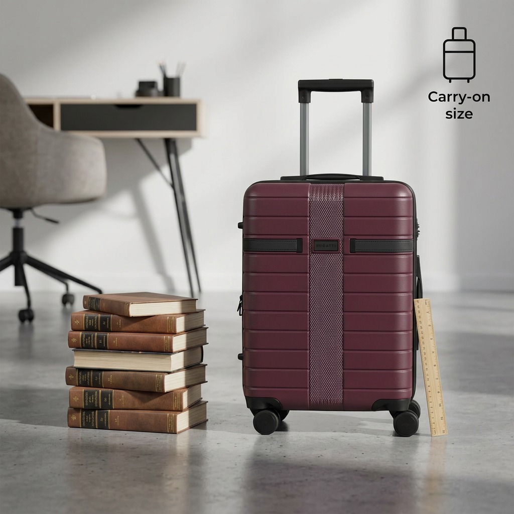 Vue de taille comparative de Bugatti Hamburg – Valise cabine rigide à roulettes 360°, rouge laqué – photo 3