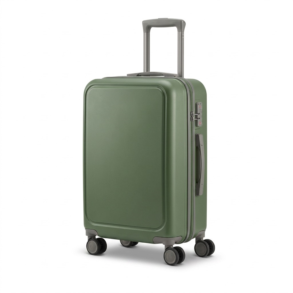 Bugatti Birmingham Carry-On in olive green hardshell with telescopic handle and spinner wheels.