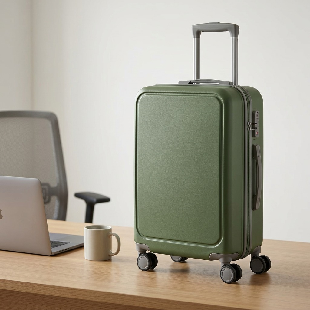 Bugatti Birmingham Carry-On in olive green hardshell with telescopic handle and spinner wheels.