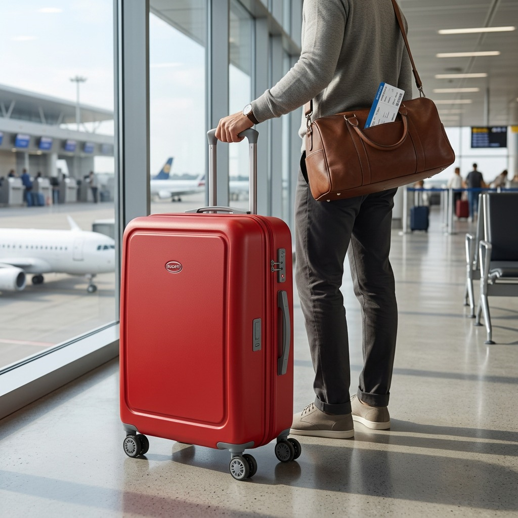 Mise en situation de Bugatti Birmingham – Valise cabine rigide extensible avec cadenas TSA, rouge – photo 4