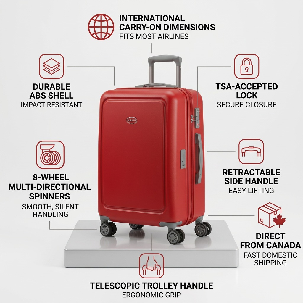 Visuel illustrant les caractéristiques de Bugatti Birmingham – Valise cabine rigide extensible avec cadenas TSA, rouge – photo 8