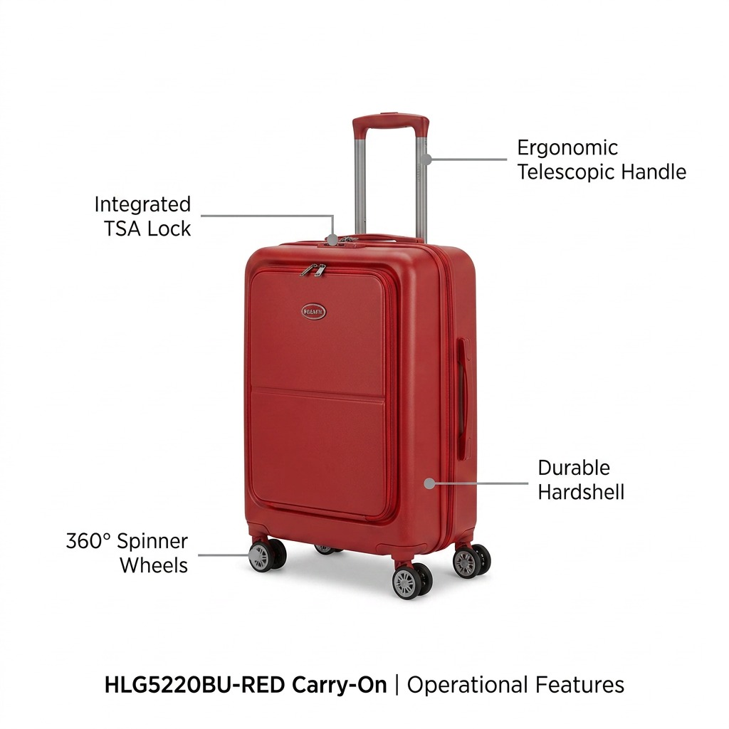 Gros plan sur un détail de Bugatti Birmingham – Valise cabine rigide extensible avec cadenas TSA, rouge – photo 6