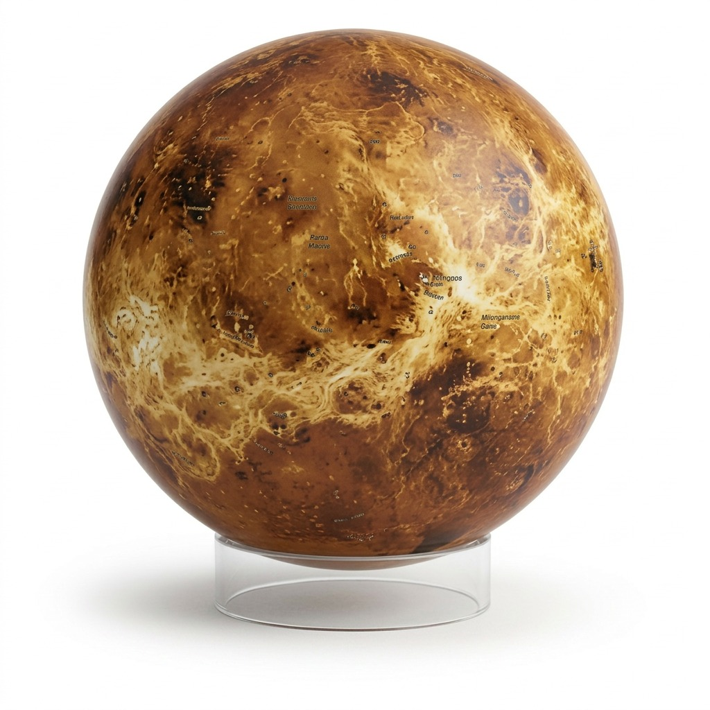 A high-resolution, centered view of the Replogle Astronomy Magazine Venus Globe on a white background.