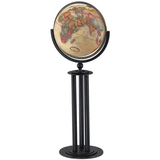 Replogle Forum – Globe sur pied 16 po antique EN — Gros plan de la cartographie et des détails