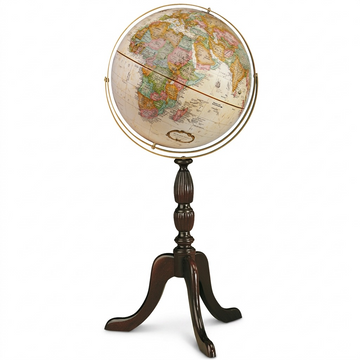 Replogle Cambridge vintage-style floor globe with antique ocean and wooden stand.