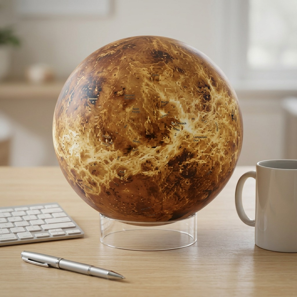 A high-resolution, centered view of the Replogle Astronomy Magazine Venus Globe on a white background.