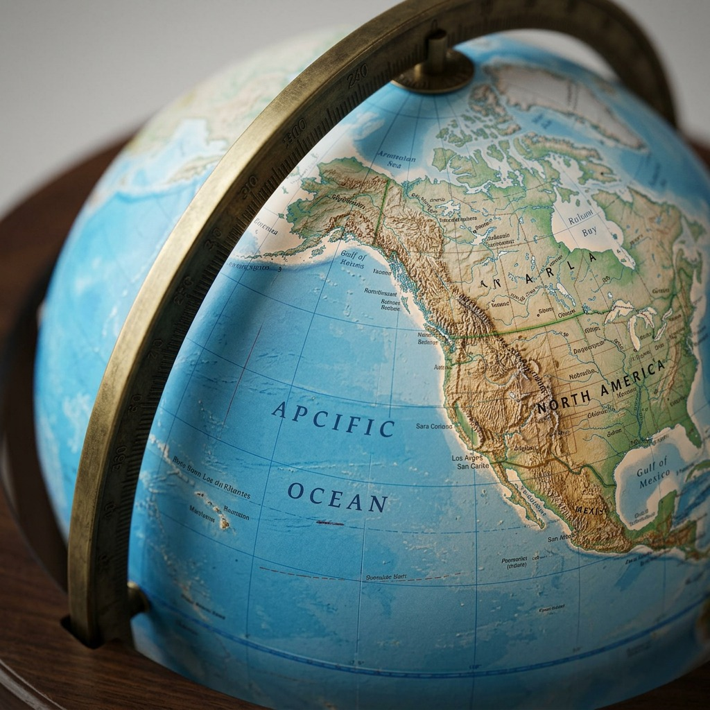 Replogle NG Kingsley – Globe sur pied lumineux 16 po bleu EN — Gros plan de la cartographie et des détails