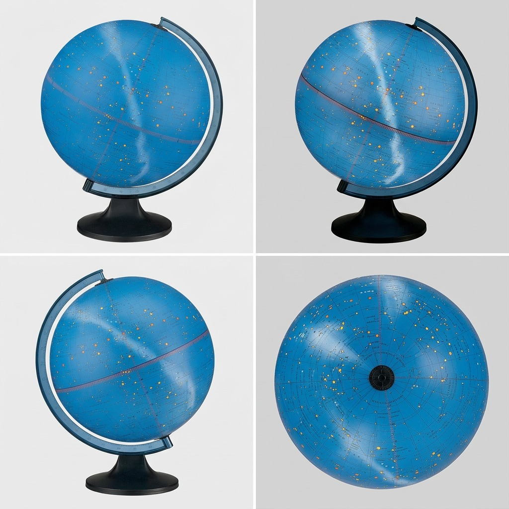 Replogle CONSTELLATION – Globe lumineux bleu — Montage présentant plusieurs vues du produit