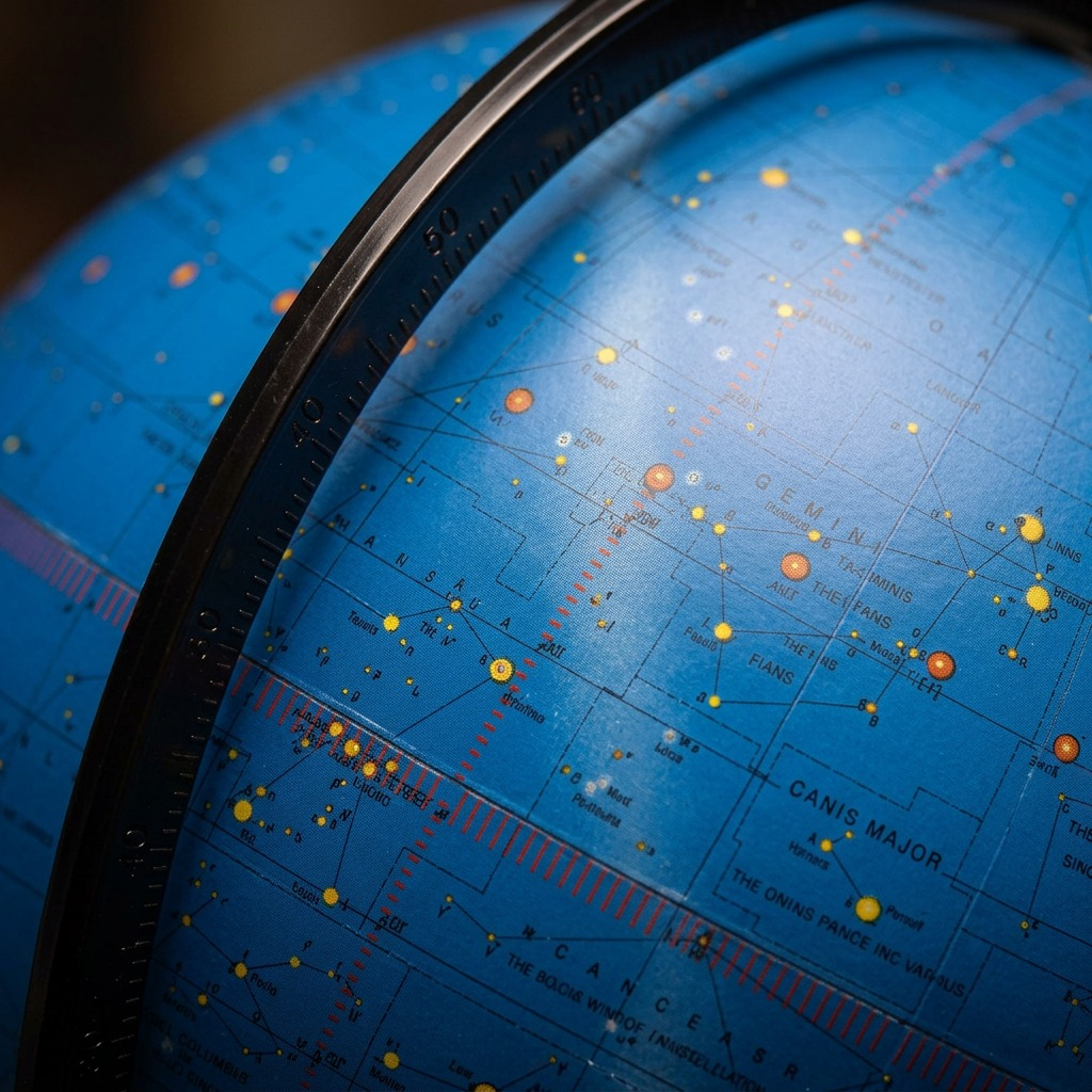 Replogle CONSTELLATION – Globe lumineux bleu — Gros plan de la cartographie et des détails