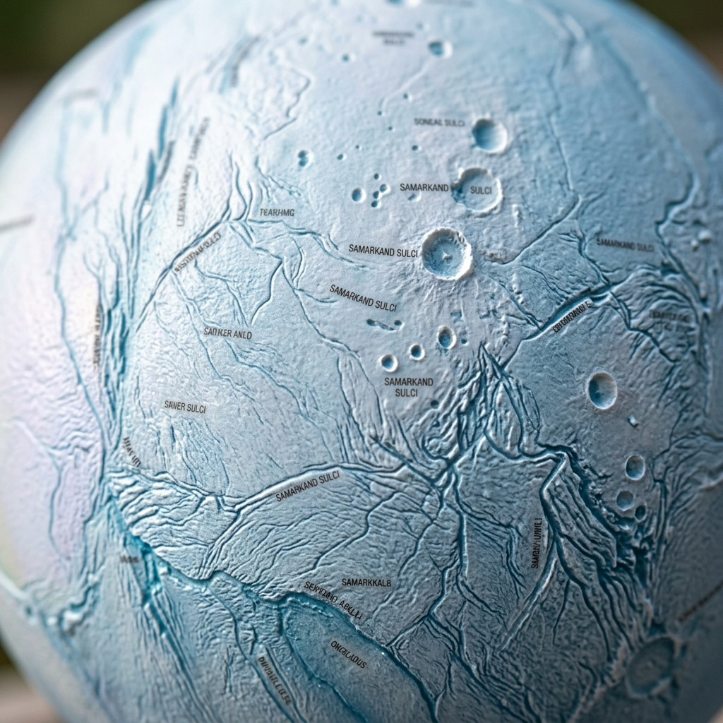 Replogle Astro ENCELADUS – Globe multicolore — Gros plan de la cartographie et des détails