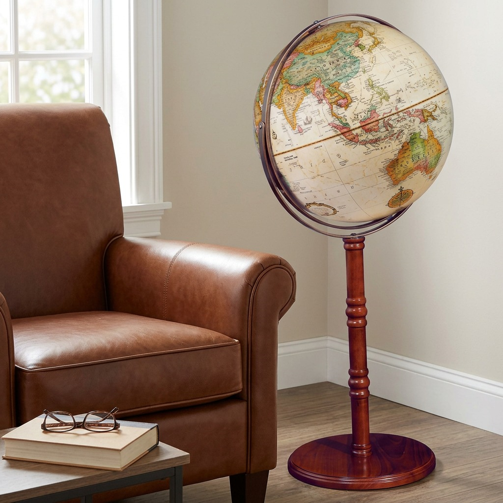 A high-resolution image of the Replogle Globes Commander II floor globe, shown as a professional product hero shot on a white background.