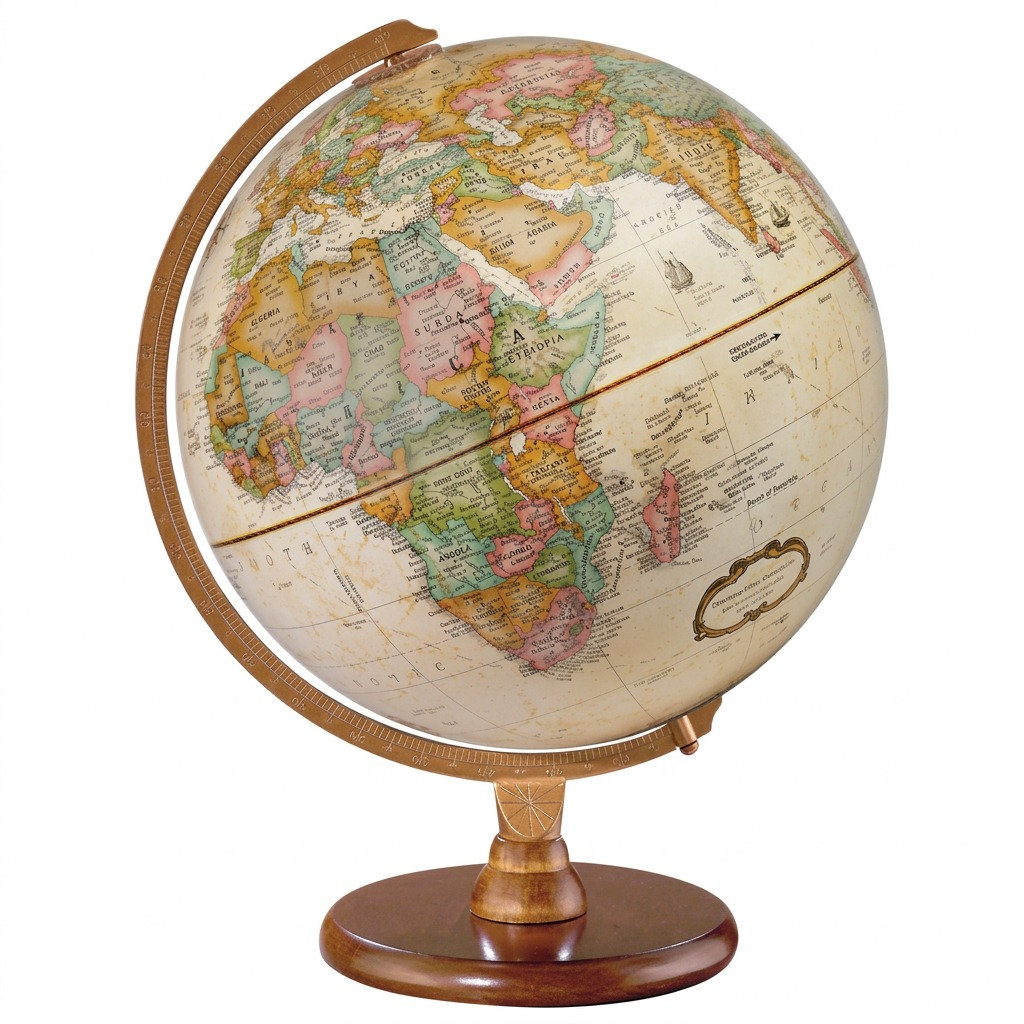 Replogle Hastings – Globe de bureau 12 po antique EN — Présentation dans un décor de bureau ou de maison