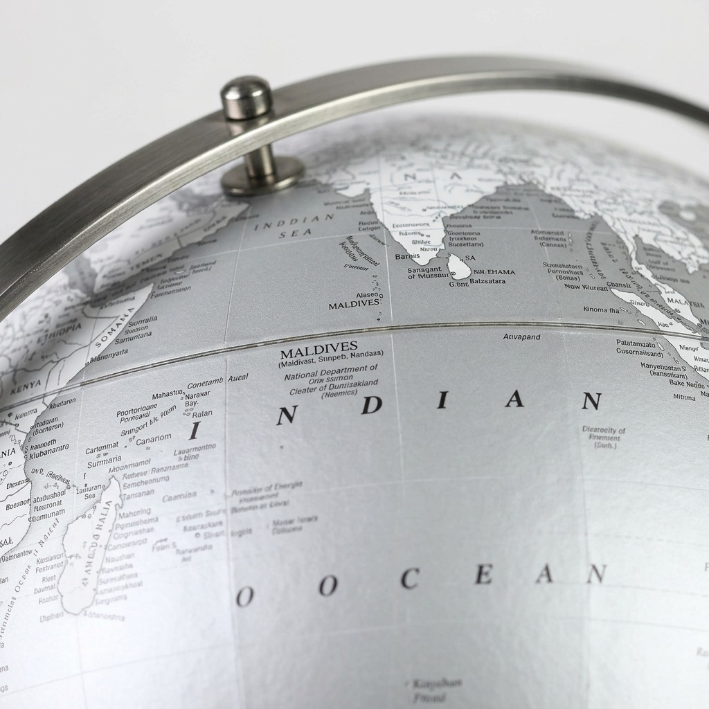 Replogle Willston – Globe sur pied 16 po gris EN — Gros plan de la cartographie et des détails