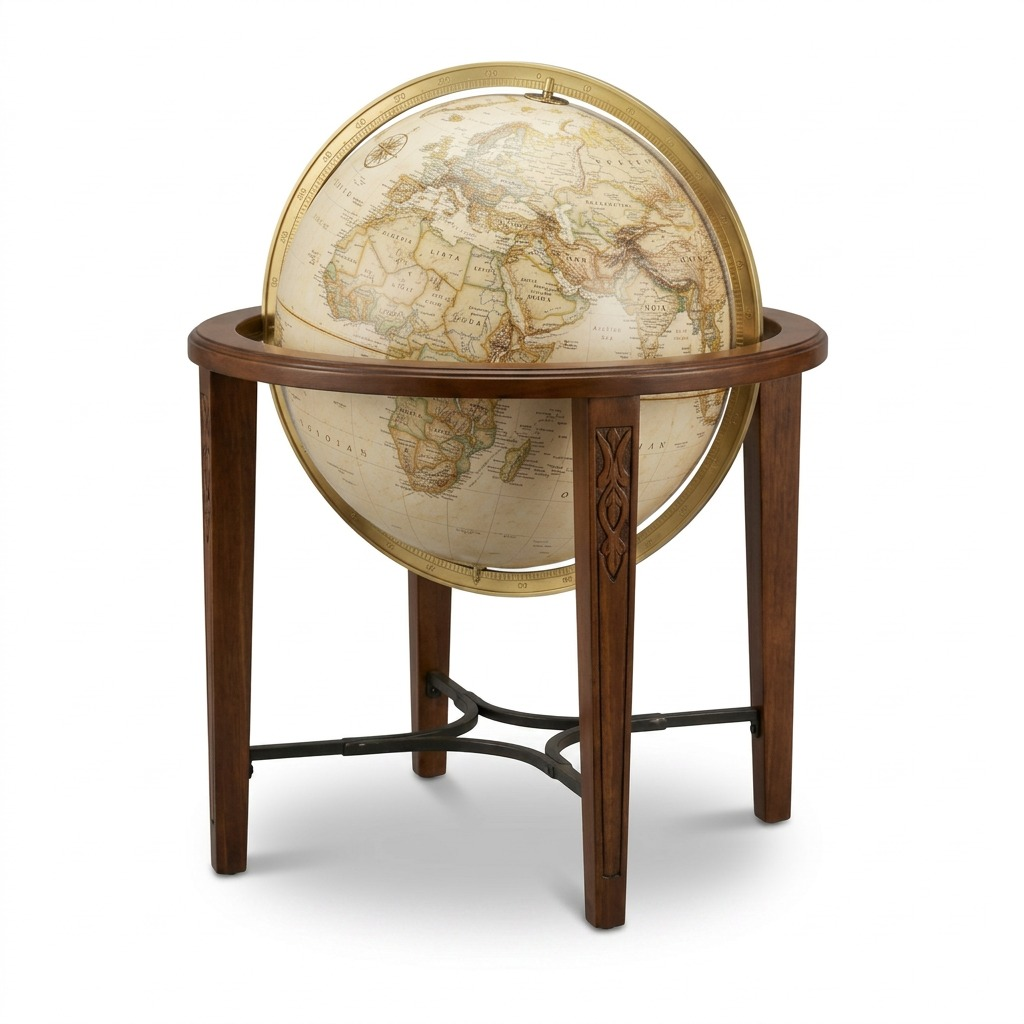 Replogle NG Jameson – Globe sur pied 16 po antique EN — Détail du socle ou du support