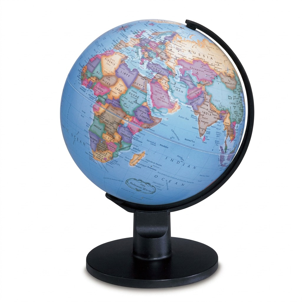 Replogle Trekker – Globe de bureau 6 po bleu FR — Présentation dans un décor de bureau ou de maison