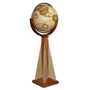 Replogle Obelisk – Globe sur pied 16 po antique EN — Gros plan de la cartographie et des détails