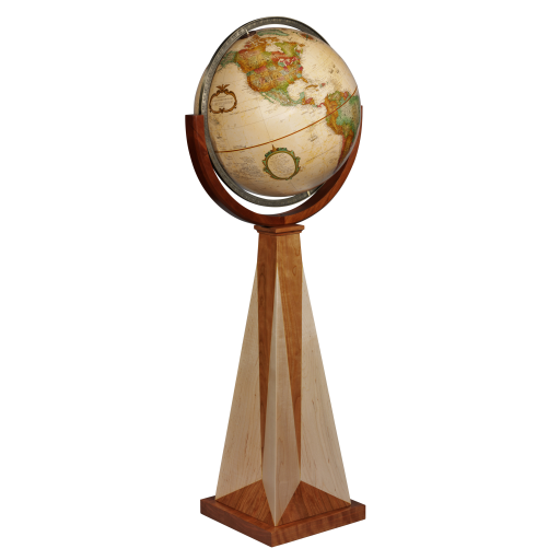 Replogle Obelisk – Globe sur pied 16 po antique EN — Gros plan de la cartographie et des détails