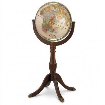 Replogle Sherbrooke – Globe sur pied 16 po antique EN — Présentation dans un décor de bureau ou de maison