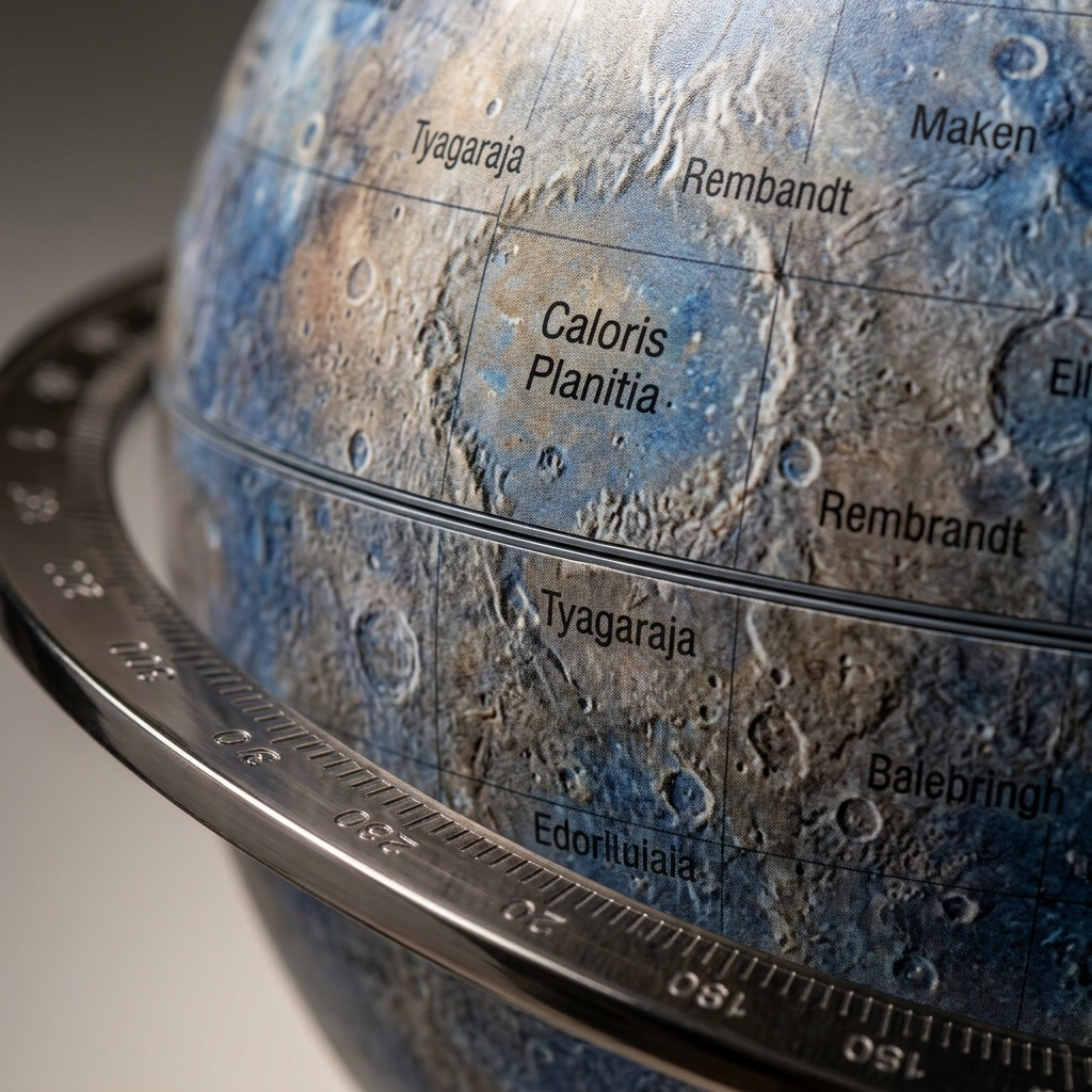 Replogle Astro MERCURY – Globe multicolore — Gros plan de la cartographie et des détails