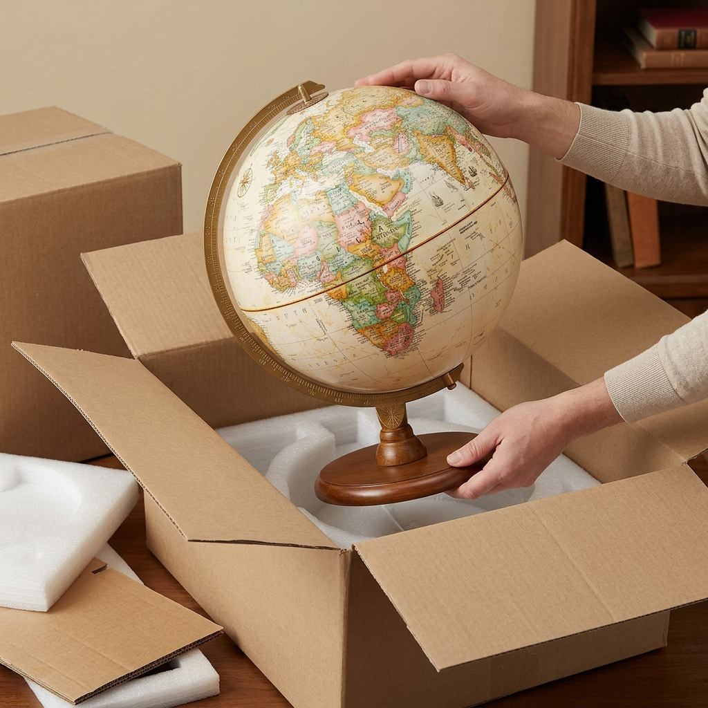 Replogle Hastings – Globe de bureau 12 po antique EN — Présentation du produit et de son emballage
