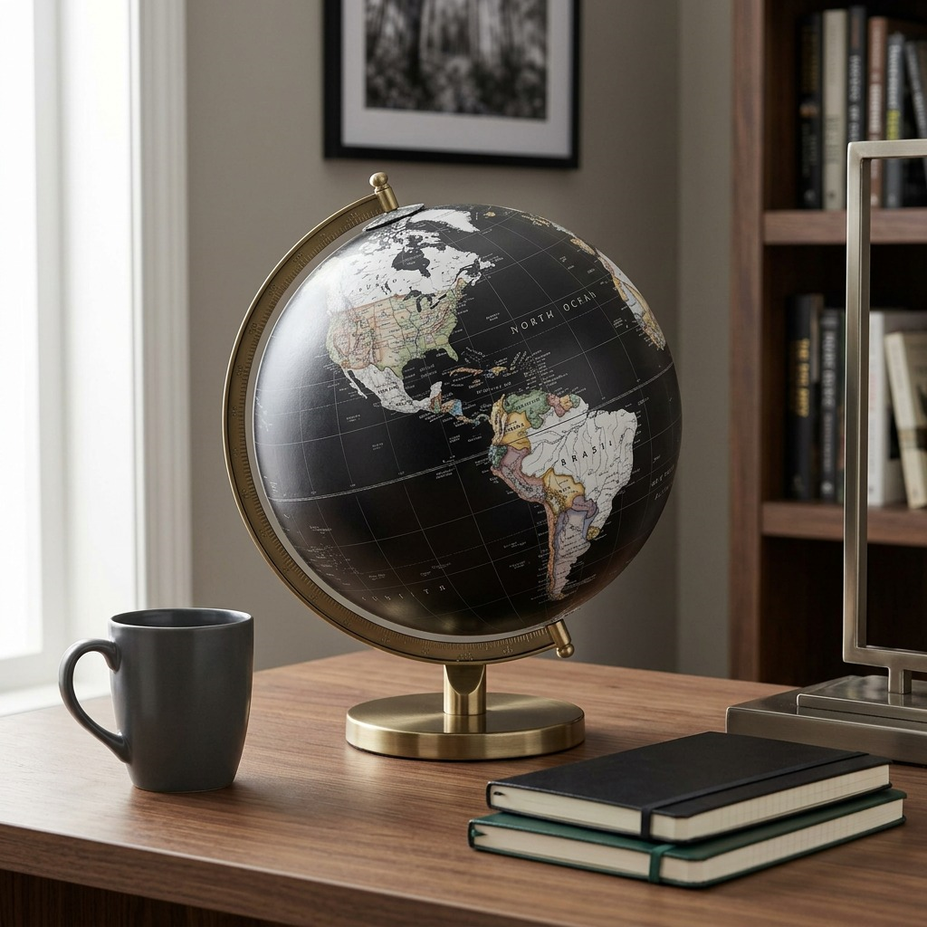 Replogle NG BANCROFT – Globe noir — Vue du produit avec repère de taille