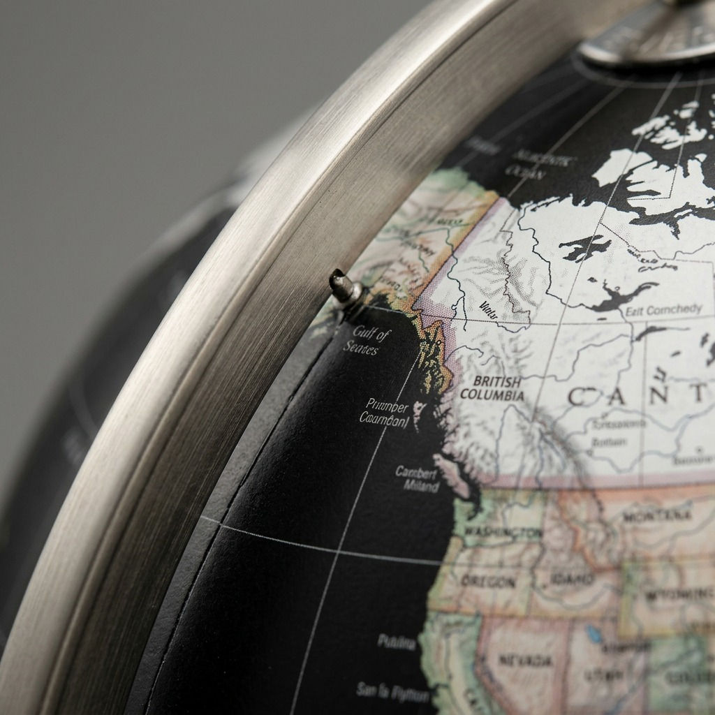 Replogle NG BANCROFT – Globe noir — Gros plan de la cartographie et des détails