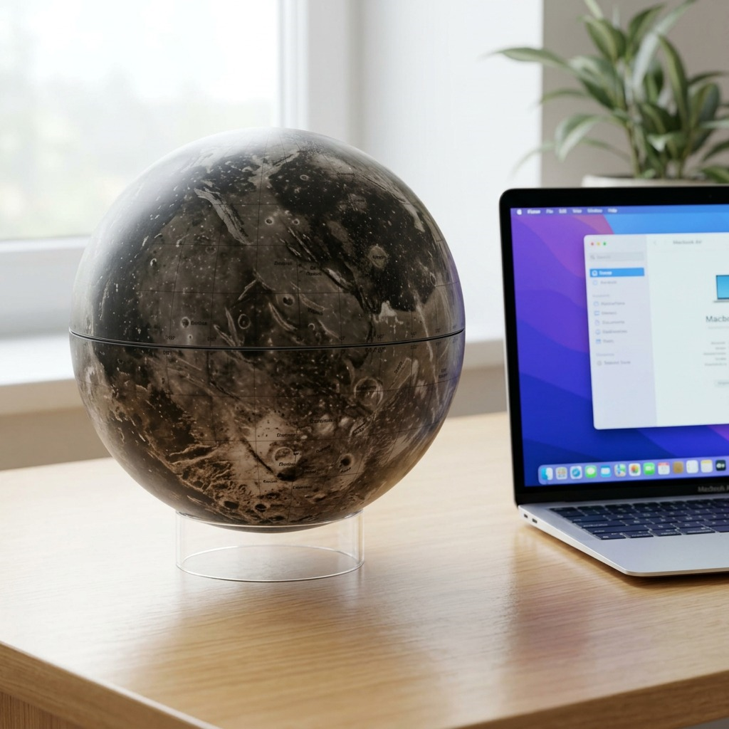 Replogle Globes Ganymede globe, 12-inch, precise cartography, clear base, high-resolution ecommerce shot.