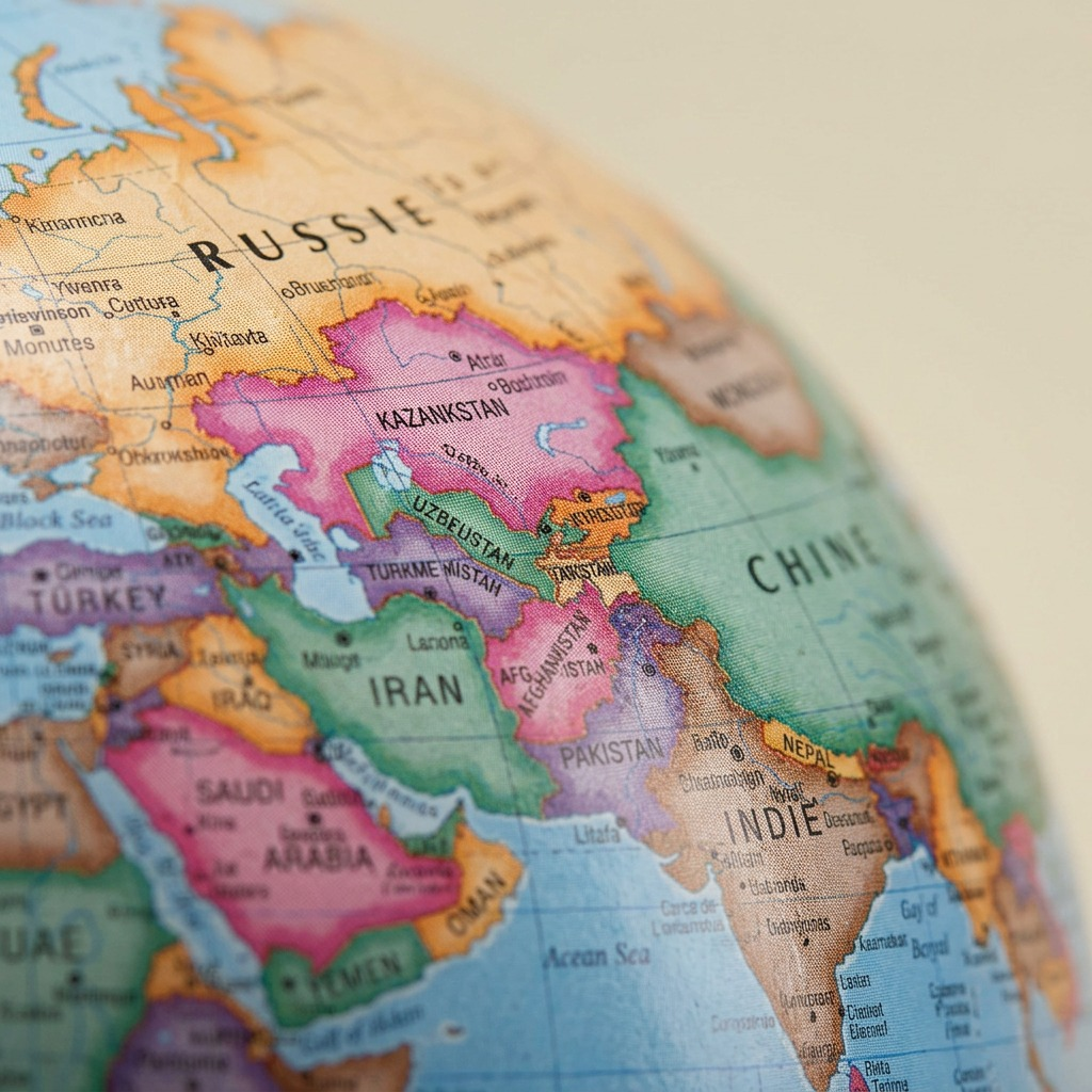 Replogle Trekker – Globe de bureau 6 po bleu FR — Gros plan de la cartographie et des détails