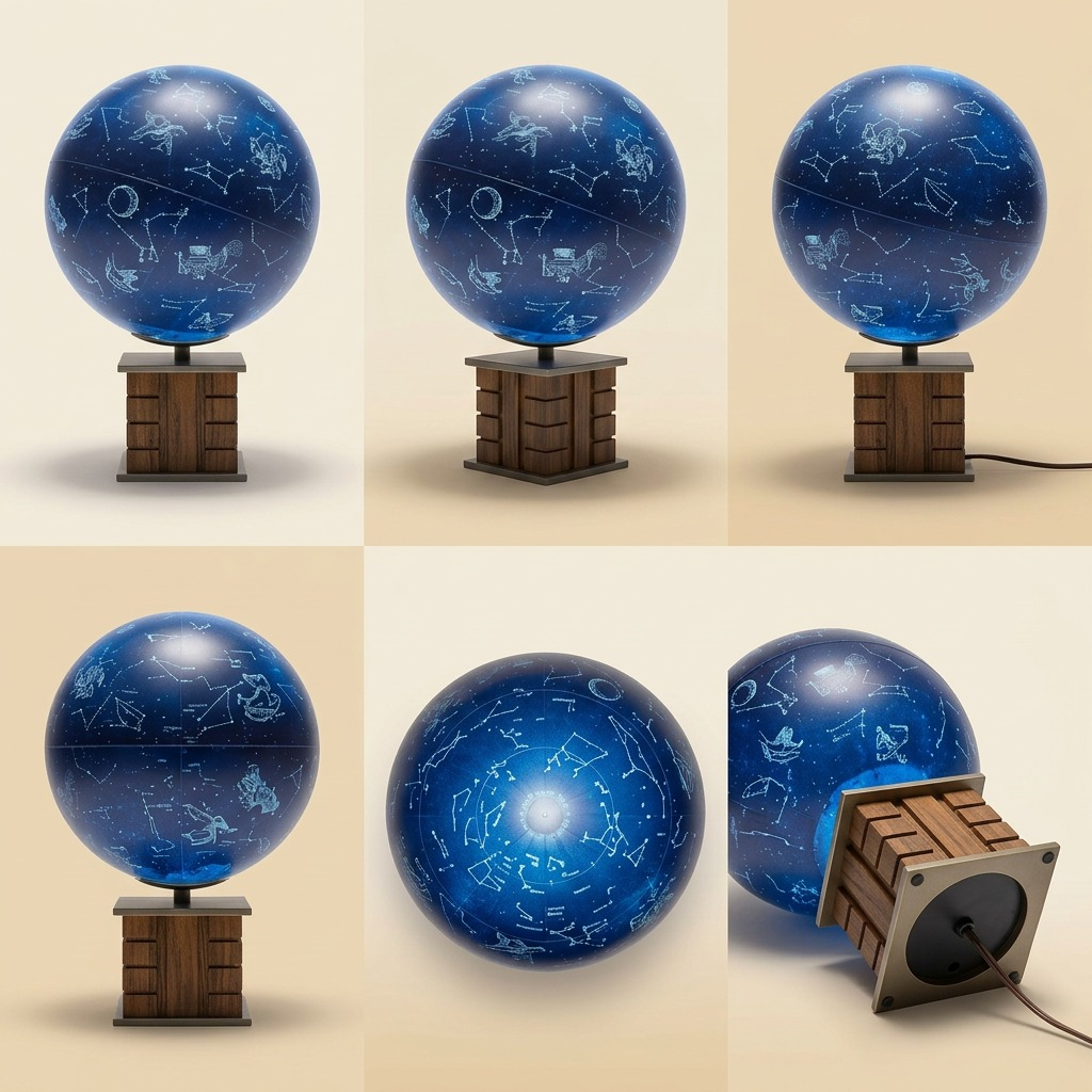 Replogle GLENCOE CONSTELLATION – Globe lumineux EN — Montage présentant plusieurs vues du produit