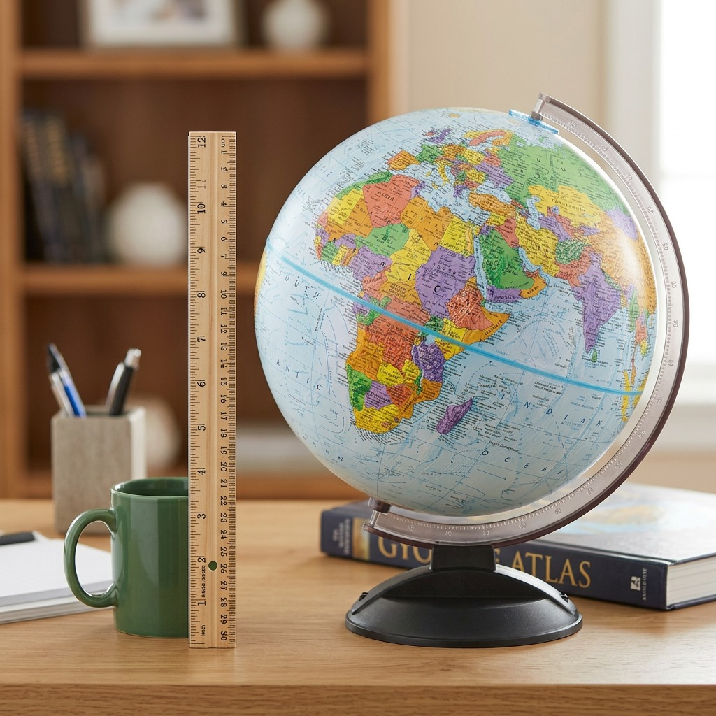 First Shopify main product photo of the Replogle Globes Globemaster-12"/30Cm Diameter Blue Ocean Desk Globe (English). Centered composition on a pure white background.<ctrl46>