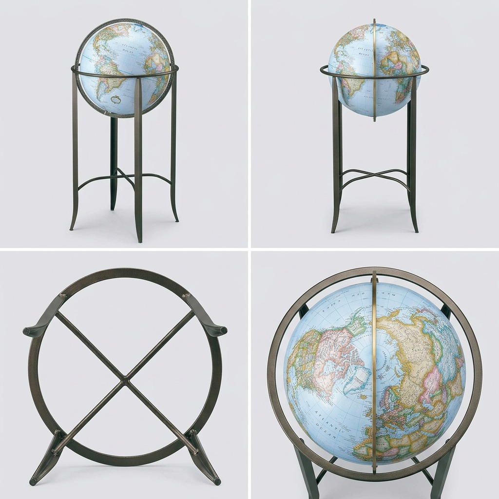Replogle Trafalgar – Globe sur pied 16 po bleu EN — Montage présentant plusieurs vues du produit