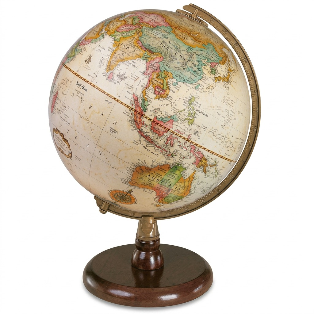 Pure high-resolution hero shot: Replogle Quincy index desk globe on white bkg.