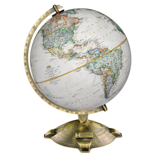 National Geographic Allamson 12"/30cm Diameter Antique Parchment Ocean Desk Globe with Die-Cast Base and Semi-Meridian (English)