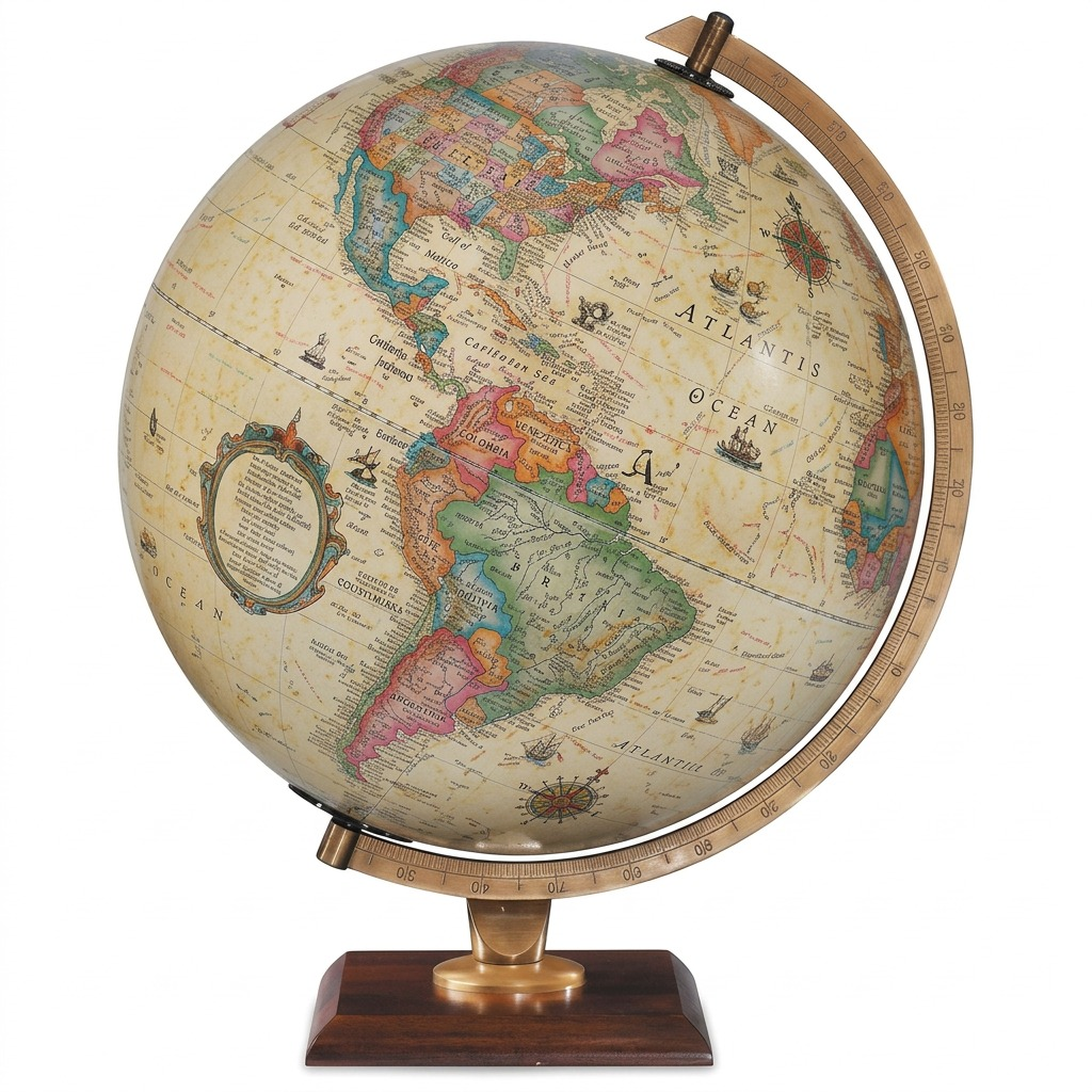 Replogle Forester – Globe de bureau 9 po antique FR — Détail du socle ou du support