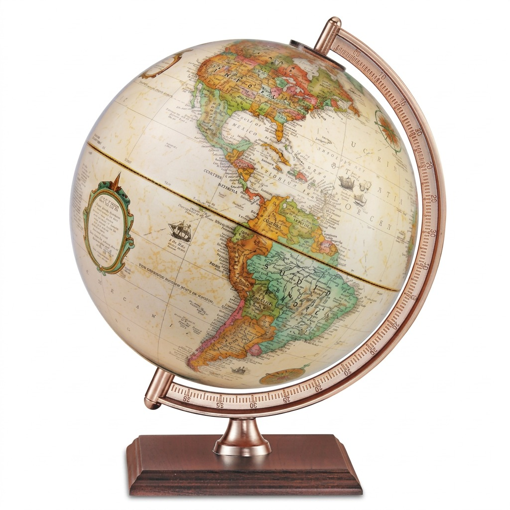 Replogle Forester – Globe de bureau 9 po antique EN — Présentation dans un décor de bureau ou de maison