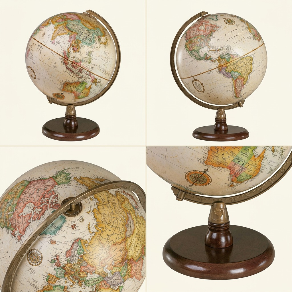 Replogle Quincy – Globe de bureau 9 po antique EN — Vue complémentaire du produit, image 5