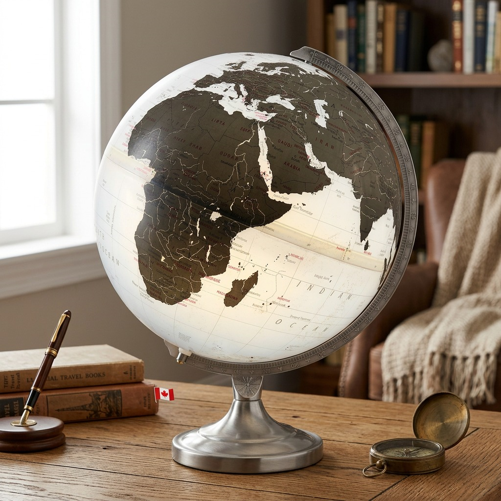 Replogle KRISTIAN – Globe lumineux blanc — Présentation de l’éclairage du globe