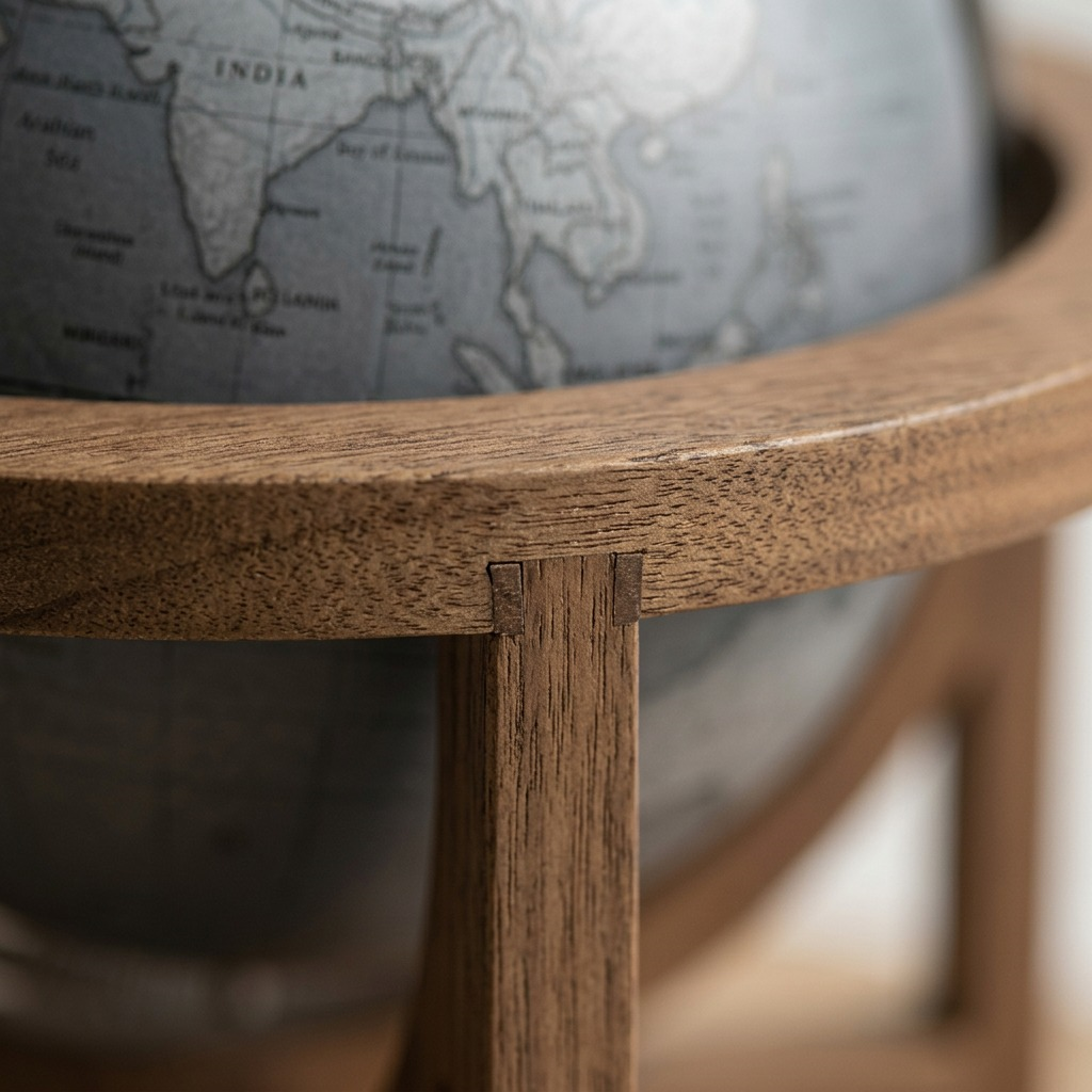 Replogle MINI WRIGHT – Globe gris ardoise — Gros plan de la cartographie et des détails