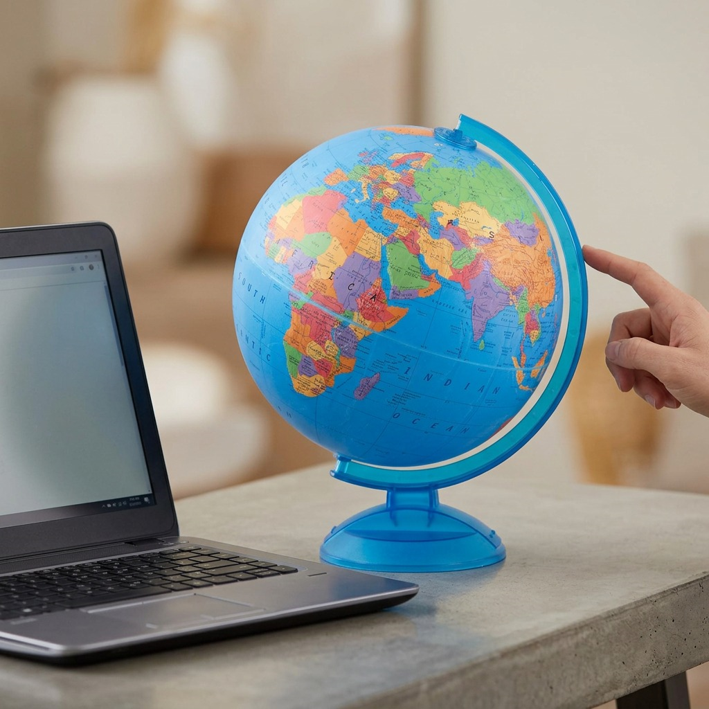 Replogle Globes Adventurer 12" French Desk Globe, crisp high-res shot on white background.