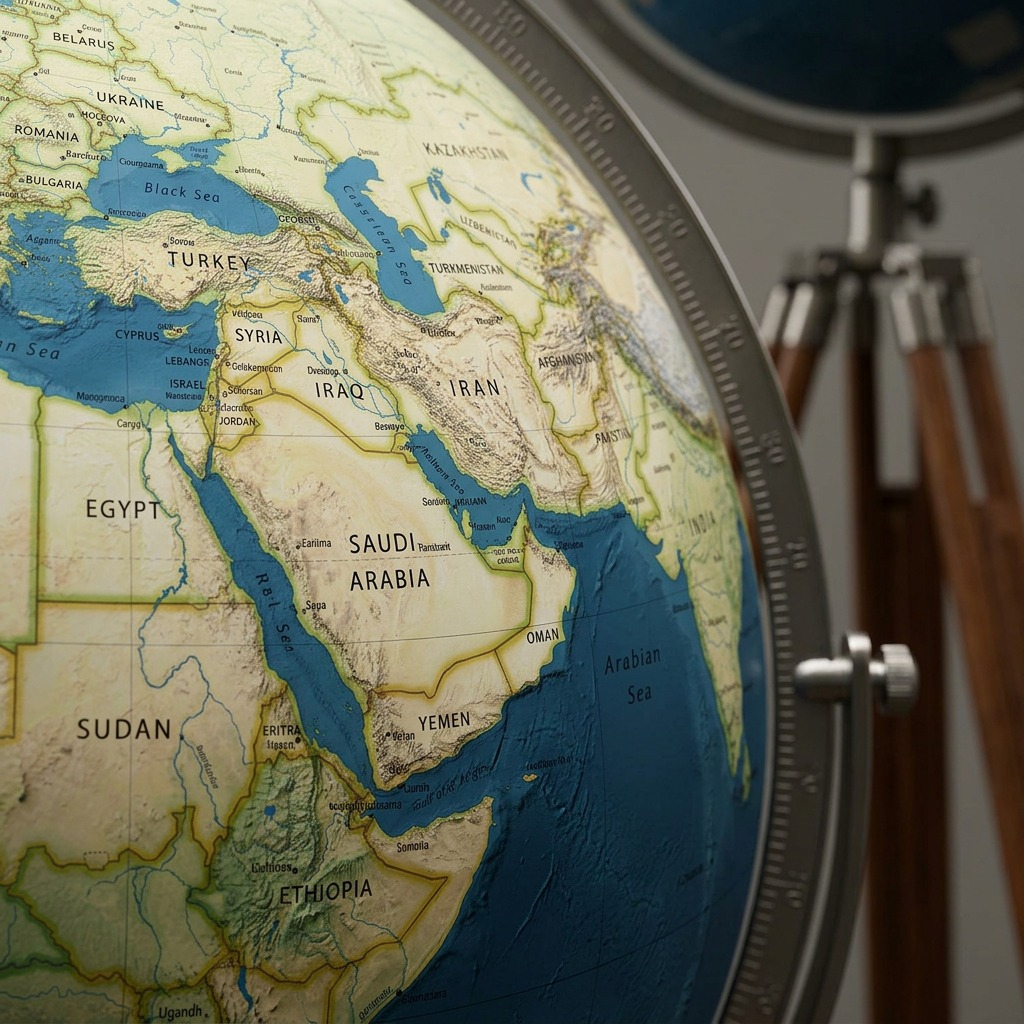 Replogle NG Eaton III – Globe sur pied 16 po antique — Gros plan de la cartographie et des détails