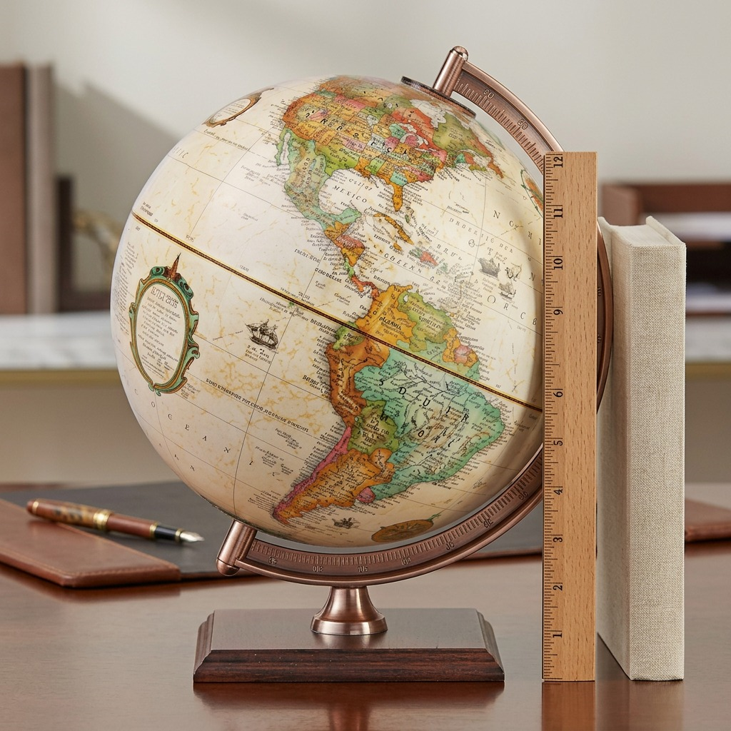 Replogle Globes Forester Antique Ocean Desk Globe on wooden stand, high-resolution hero shot.