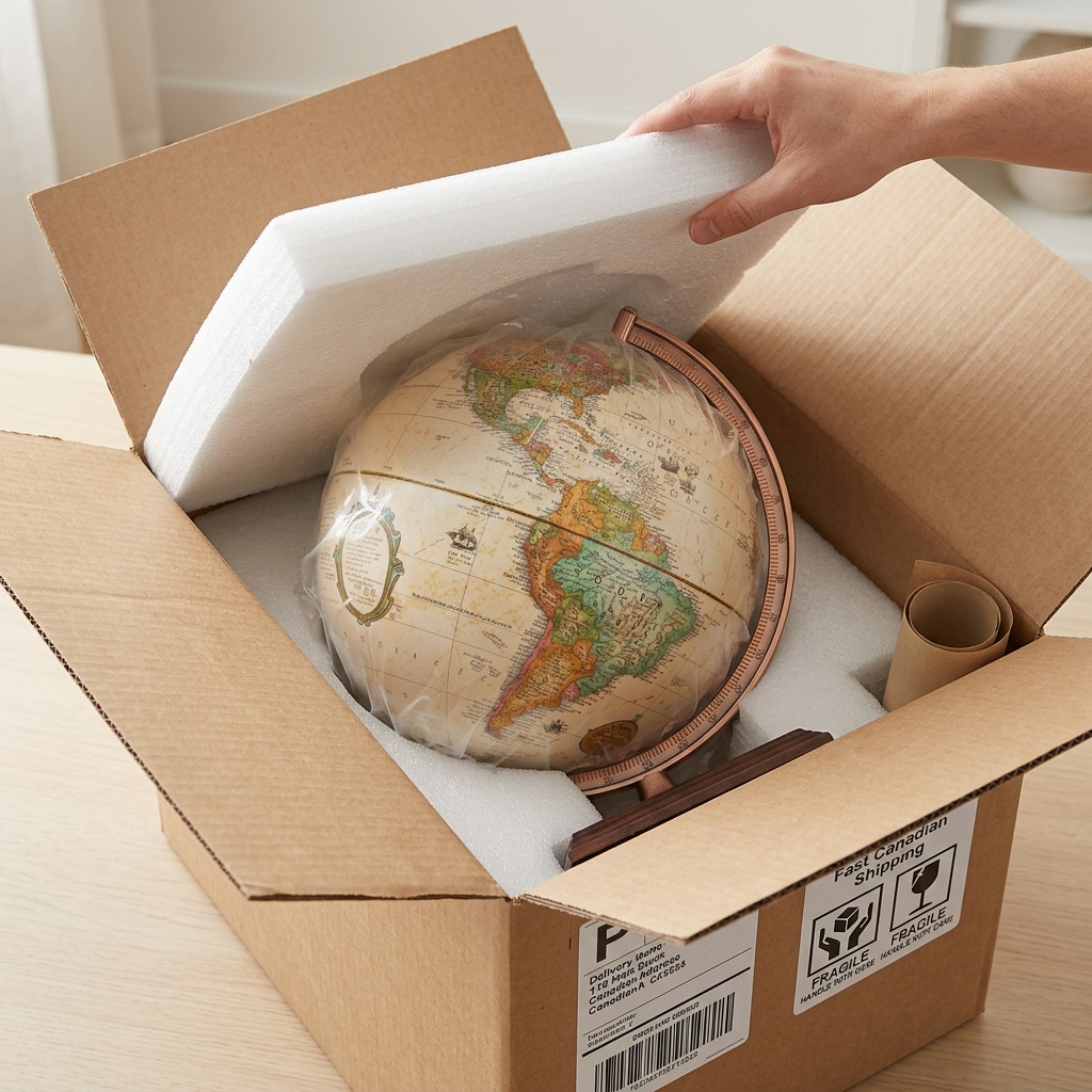 Replogle Forester – Globe de bureau 9 po antique EN — Présentation du produit et de son emballage