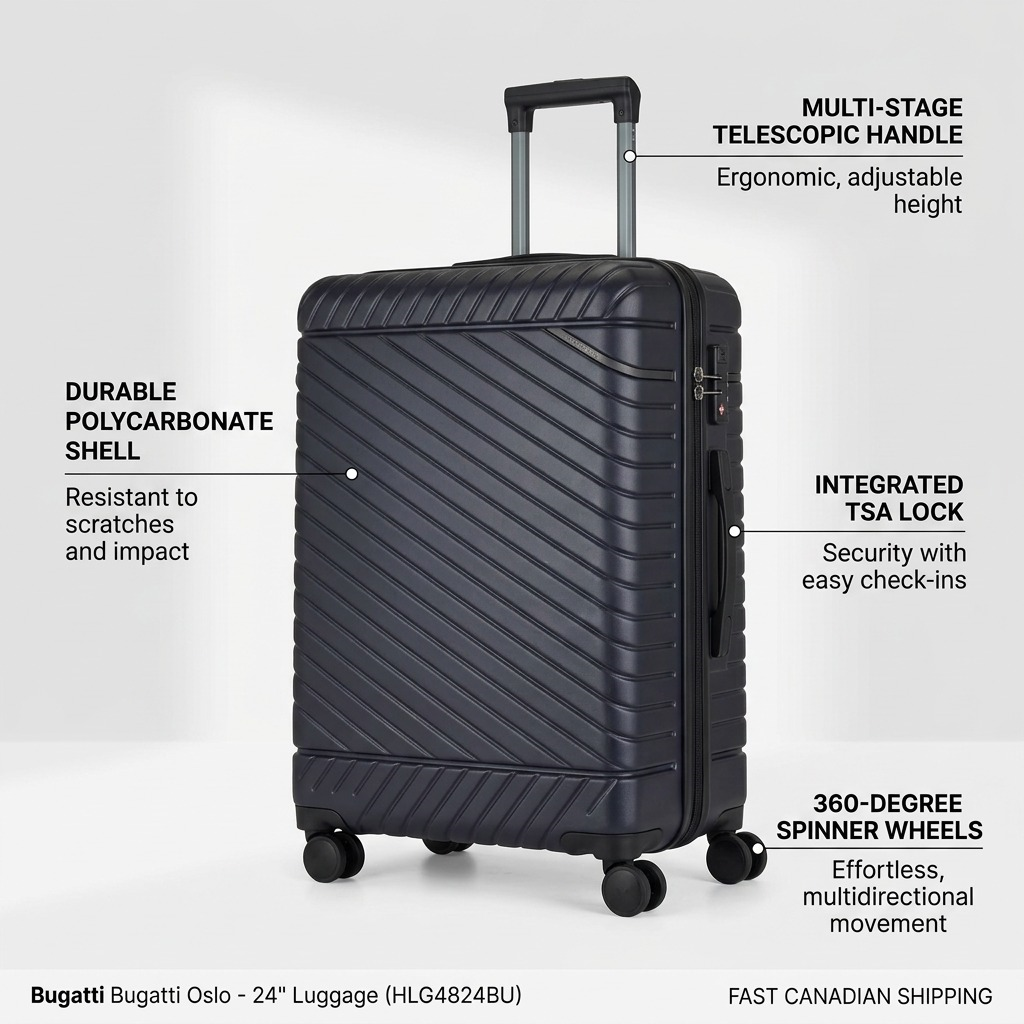 Gros plan sur un détail de Bugatti Oslo – Valise rigide moyenne extensible 24 po, bleu marine – photo 8