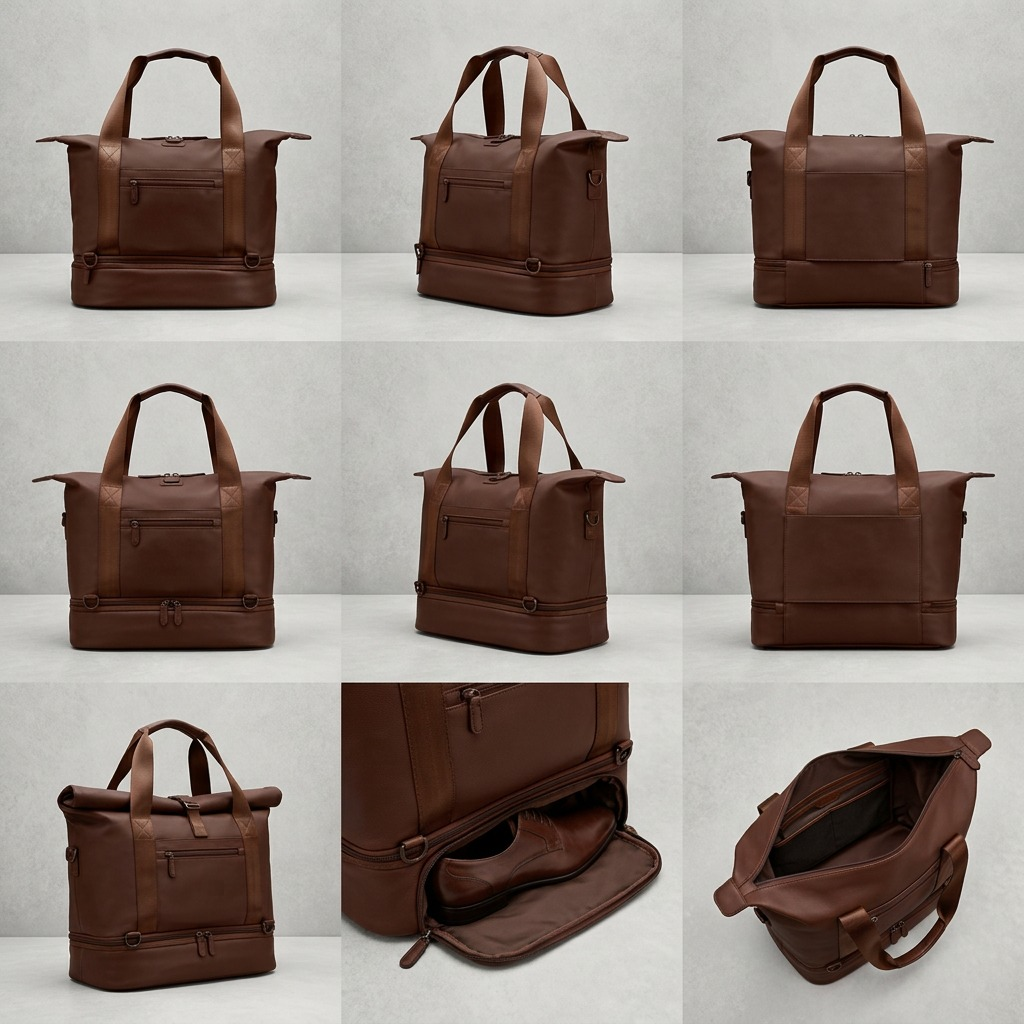 Visuel illustrant les caractéristiques de Bugatti Raphael – Sac convertible 4-en-1 en polyester recyclé, brun – photo 7