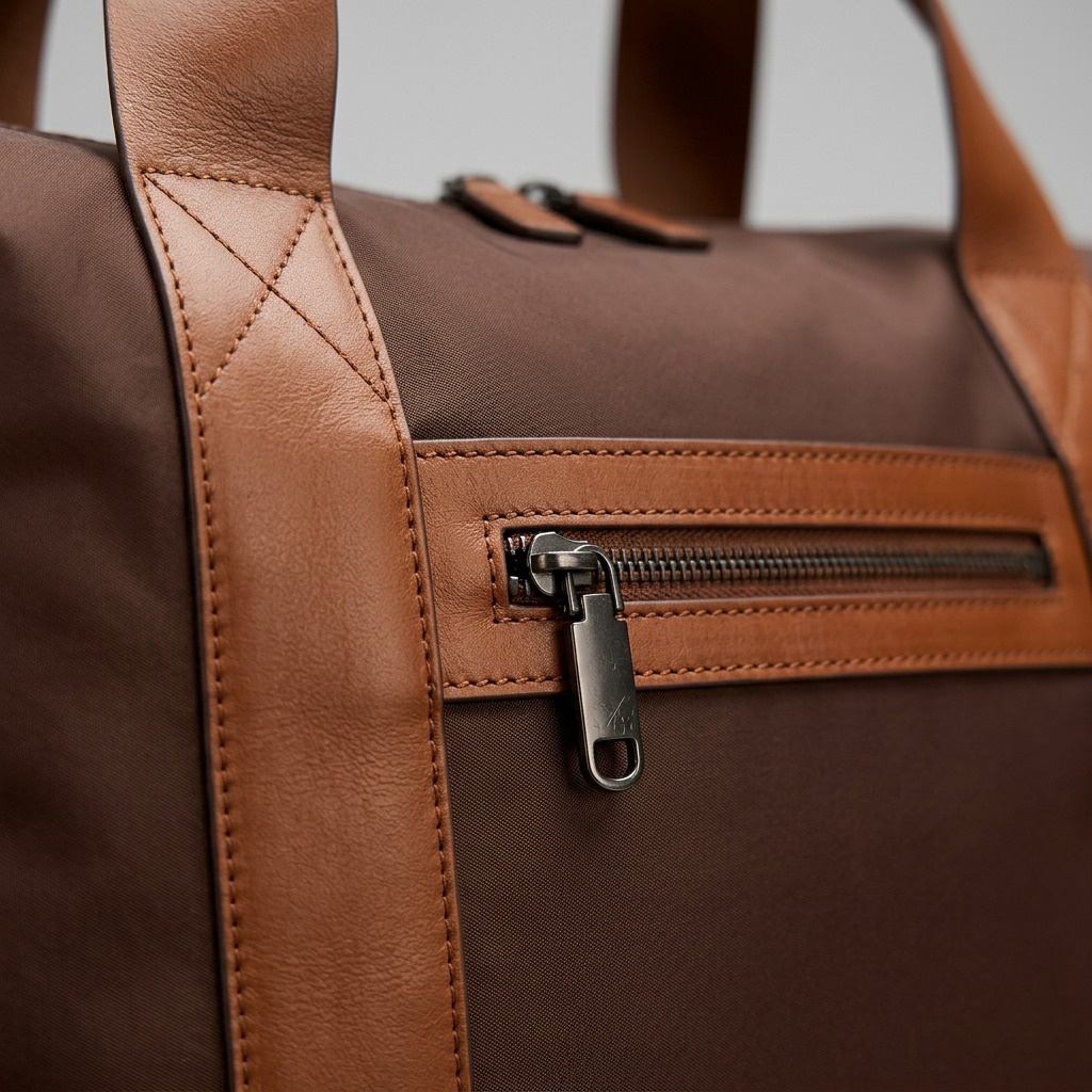 Gros plan sur un détail de Bugatti Raphael – Sac convertible 4-en-1 en polyester recyclé, brun – photo 5