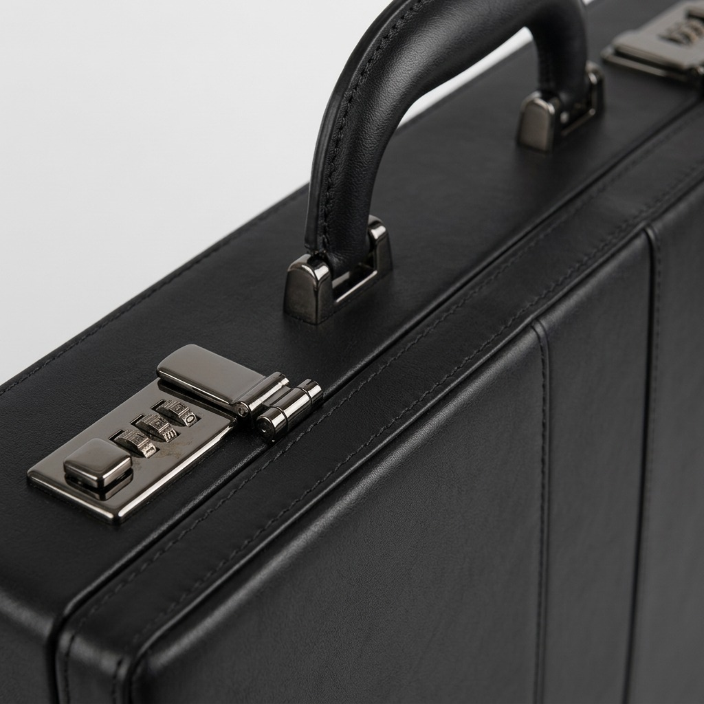 Gros plan sur un détail de Bugatti Jeffrey – Mallette attaché pour portable 15,6 po, noire – photo 5